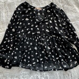 SO Black Top with White Floral Print
